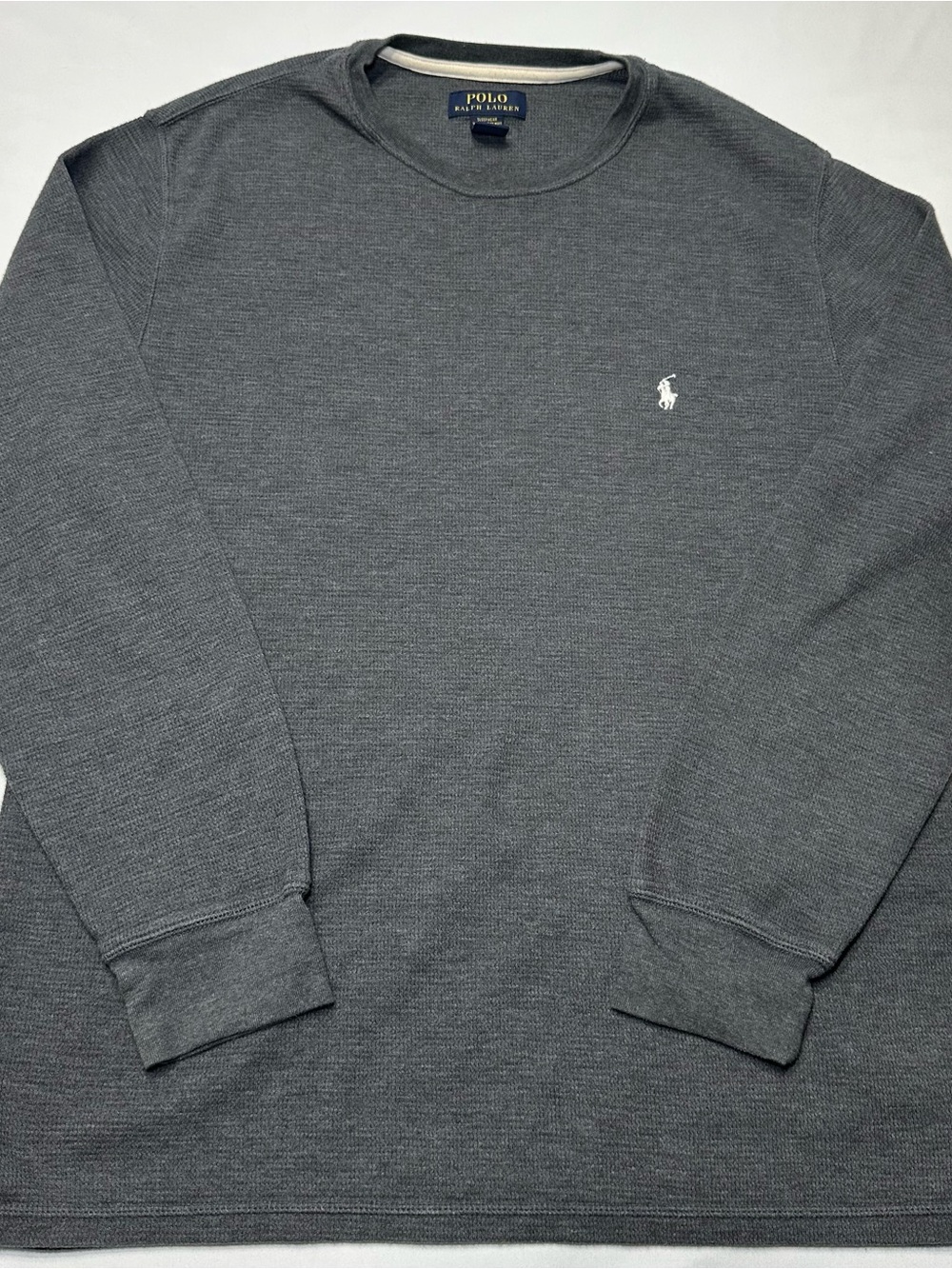 Polo Ralph Lauren Waffle Knit Thermal Sleepwear Top Gray Size Large L